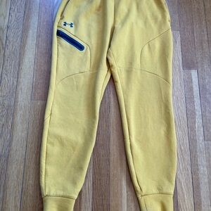Under Armour Rival Fleece Jogger Sweatpants Yellow Mustard Small